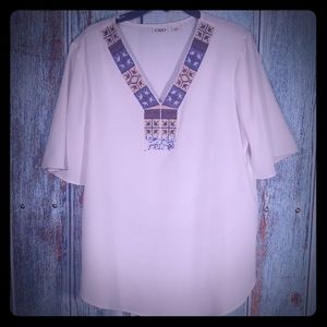 5 for $20 Cato White Shirt with Aztec Boho Detail